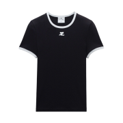 (W) Courreges Reedition Bumpy Contrast T-Shirt Black Heritage White
