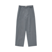 Amomento Belted Tuck Banding Pants Charcoal