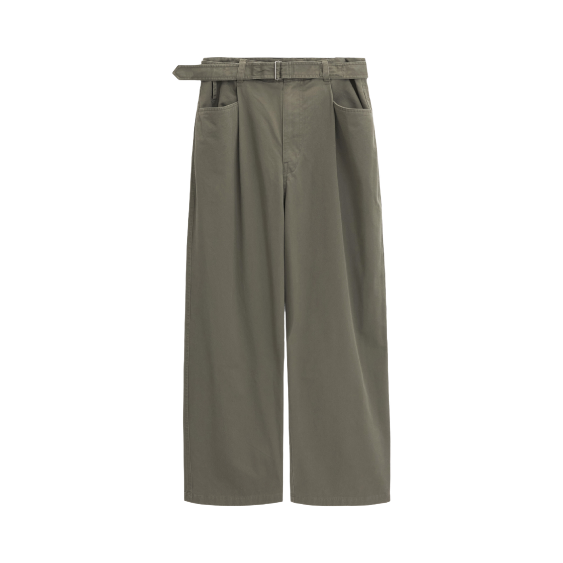 PL4EPT6001GA Polyteru Belted Soh Pants Olive - 대표 이미지 #1