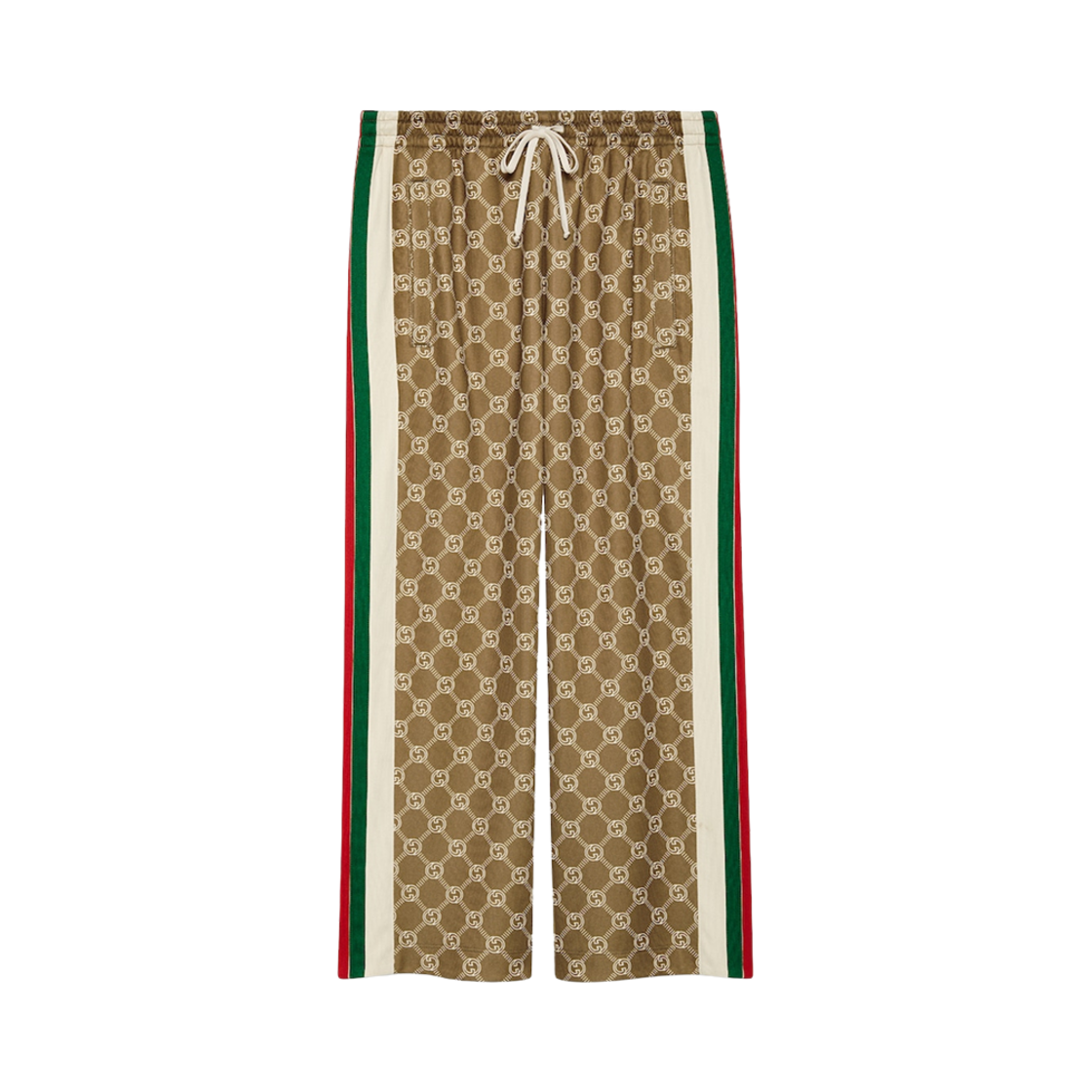 (W) 구찌 인터로킹 G 스냅 버튼 트랙 바텀 올리브 그린 아이보리((W) Gucci Interlocking G Snap Button Track Bottoms Olive Green Ivory)