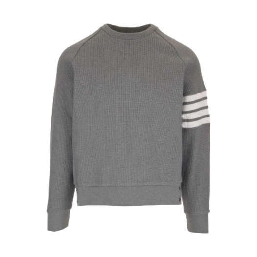 Thom Browne Compact Waffle 4-Bar Crewneck Sweatshirt Medium Grey