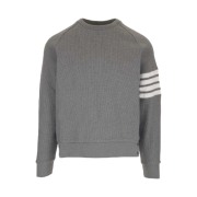 Thom Browne Compact Waffle 4-Bar Crewneck Sweatshirt Medium Grey