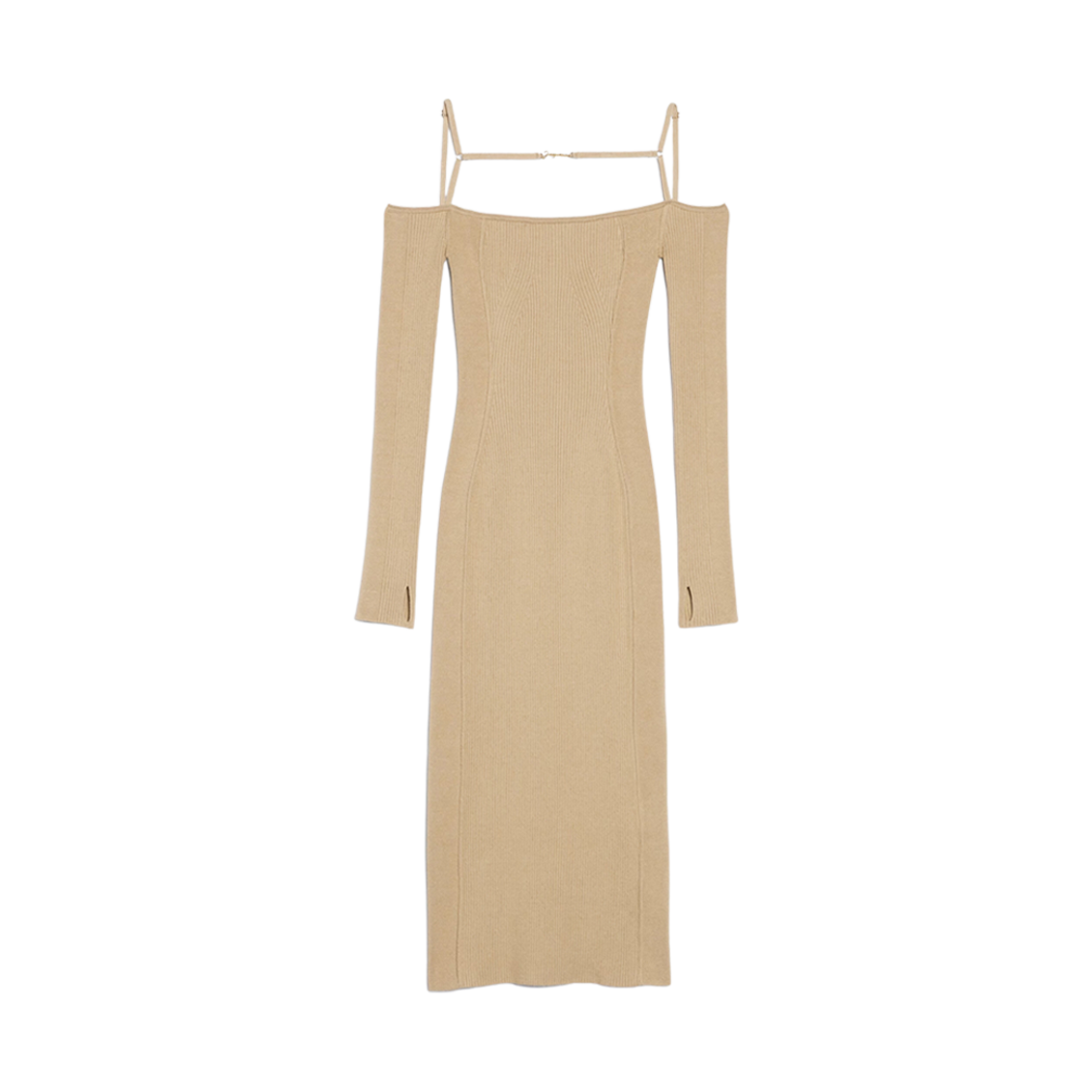 (W) 자크뮈스 라 로브 시에라 롱슬리브 란제리 드레스 다크 베이지((W) Jacquemus La Robe Sierra Long Sleeve Lingerie Dress Dark Beige) - 1