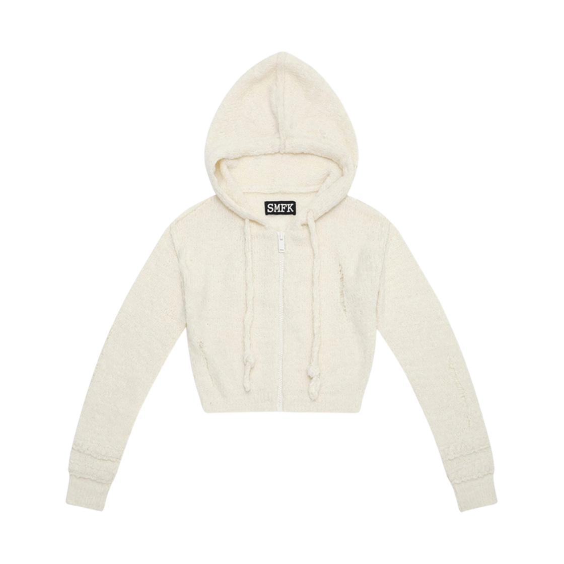 (W) 에스엠에프케이 와일드니스 크리미 화이트 니트 후드 크리미 화이트((W) SMFK Wilderness Creamy White Knitted Hoodie Creamy White) - 1