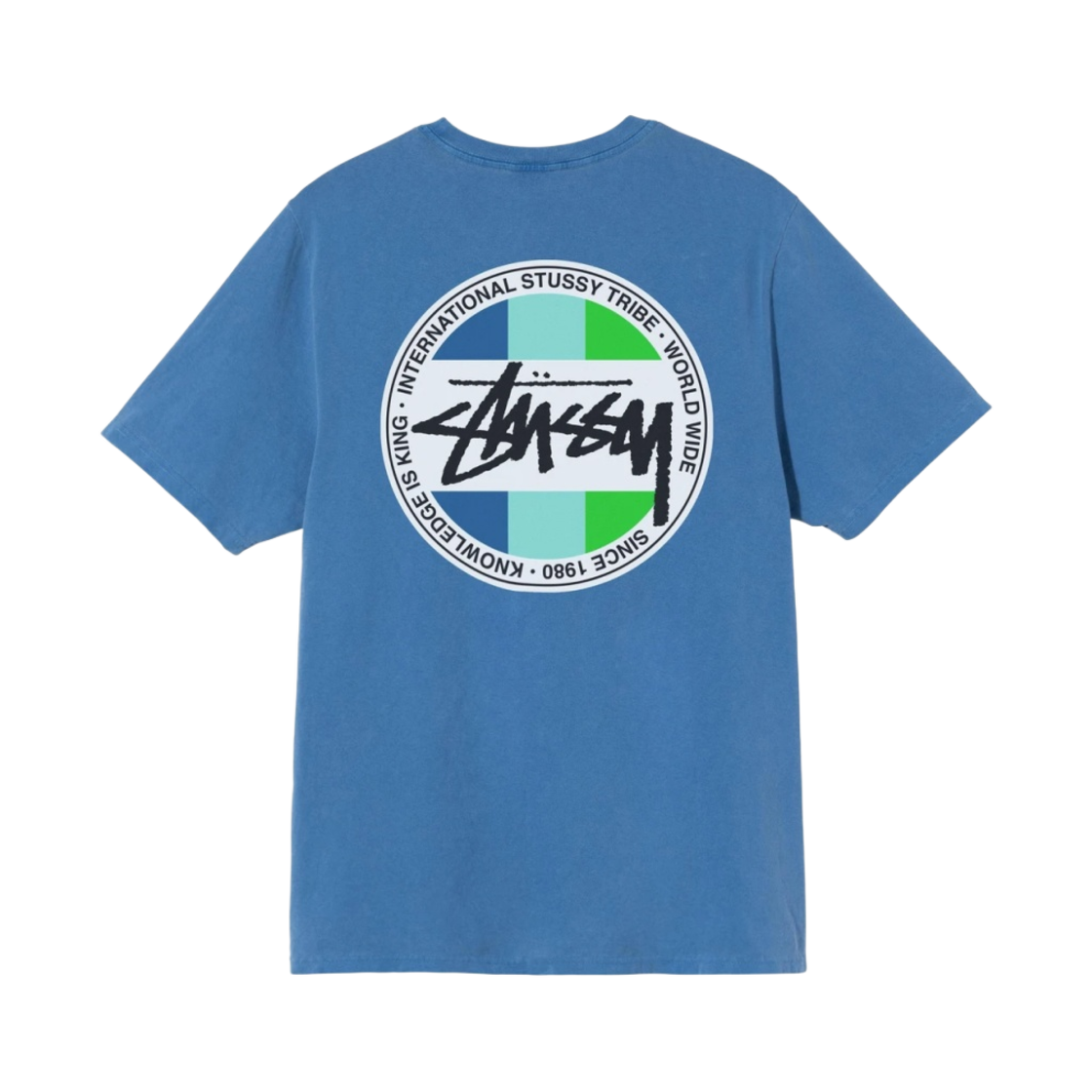 스투시 클래식 닷 피그먼트 다이드 티셔츠 블루