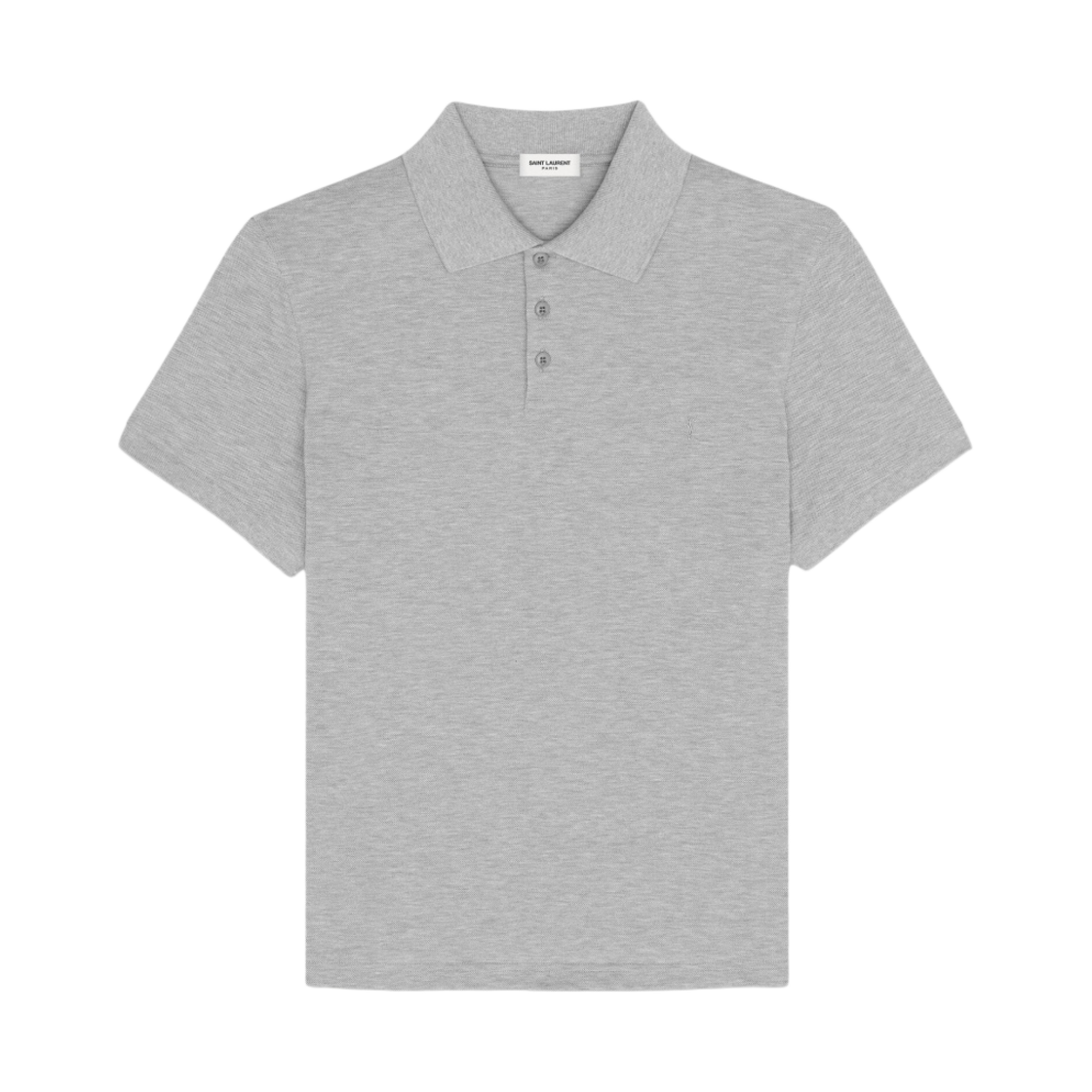 생로랑 코튼 피케 모노그램 폴로 셔츠 그리 신(Saint Laurent Monogram Polo Shirt in Cotton Pique Gris Chine) - 1
