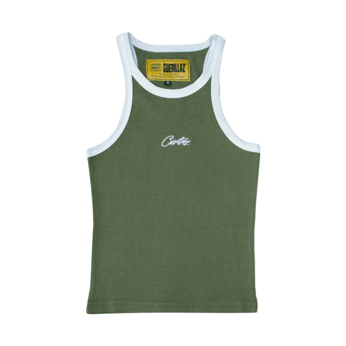 (W) 코르테이즈 올스타즈 콘트라스트 탱크 탑 카키((W) Corteiz Allstarz Contrast Tank Top Khaki) - 1