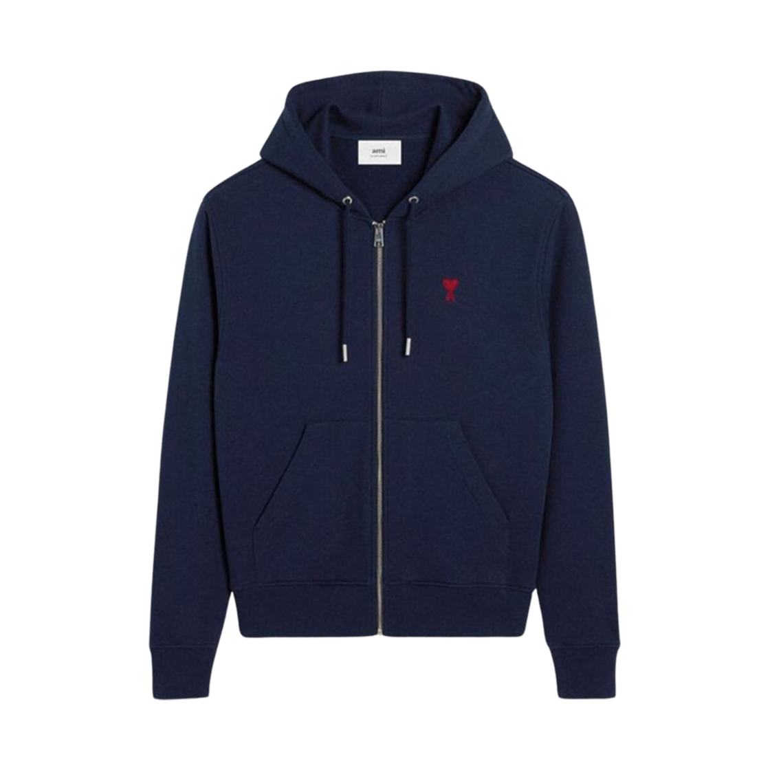 아미 스몰 하트 로고 루프백 오가닉 코튼 플리스 후드 집업 나이트 블루(AMI de Coeur Loopback Oragnic Cotton Fleece Zipped Hoodie Night Blue)