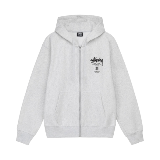 스투시 월드투어 후드 집업 애쉬 헤더 2024 | Stussy | KREAM
