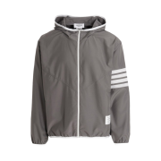 Thom Browne Military Ripstop Mesh 4-Bar Packable Zip Hoodie Medium Grey