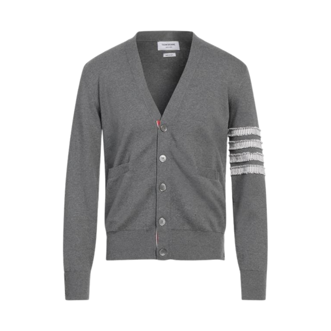 톰브라운 밀라노 시어서커 사선 스트라이프 가디건 그레이(Thom Browne Milano Seersucker 4-Bar Stripe Cardigan Grey) - 1