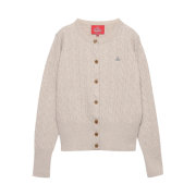 (W) Vivienne Westwood Red Label Wool Cable Crew Neck Cardigan Beige