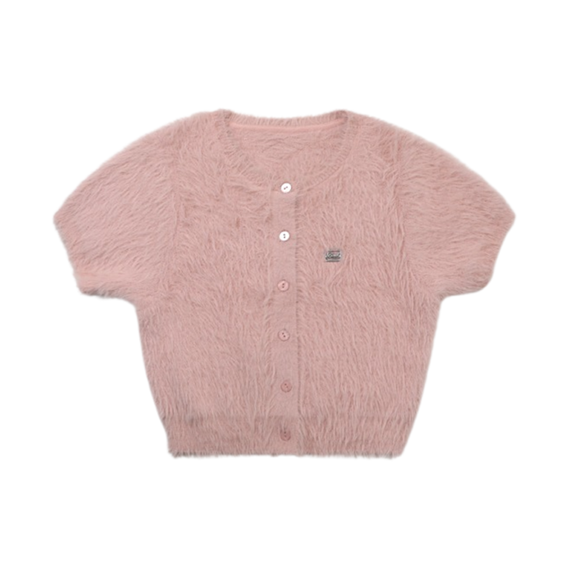 W-CDG24-032 (W) Bad Blood BS Mohair Round Short Sleeve Cardigan Pink