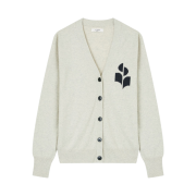 (W) Isabel Marant Karin Logo Cardigan Light Grey - 22FW