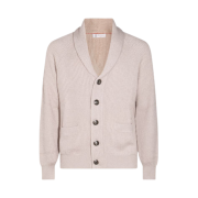 Brunello Cucinelli Malfile Cotton English Rib Cardigan with Raglan Sleeve Yuta