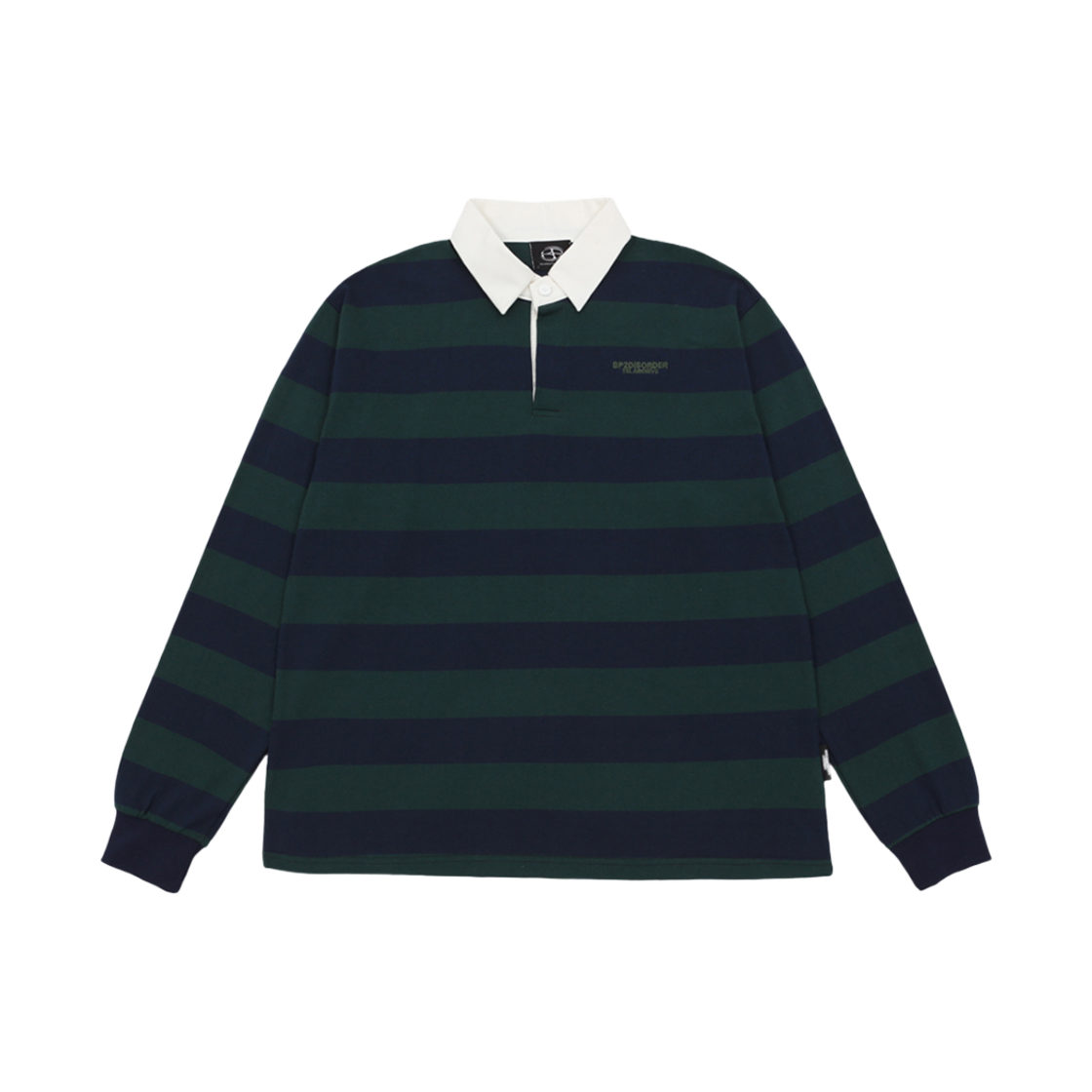 비피투디스오더 98 스트라이프 럭비 롱 슬리브 셔츠 그린