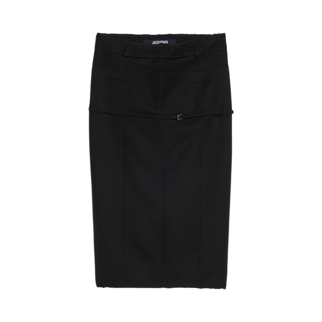 (W) 자크뮈스 라 쥬프 카라코 벨티드 펜슬 스커트 블랙((W) Jacquemus La Jupe Caraco Belted Pencil Skirt Black) - 1