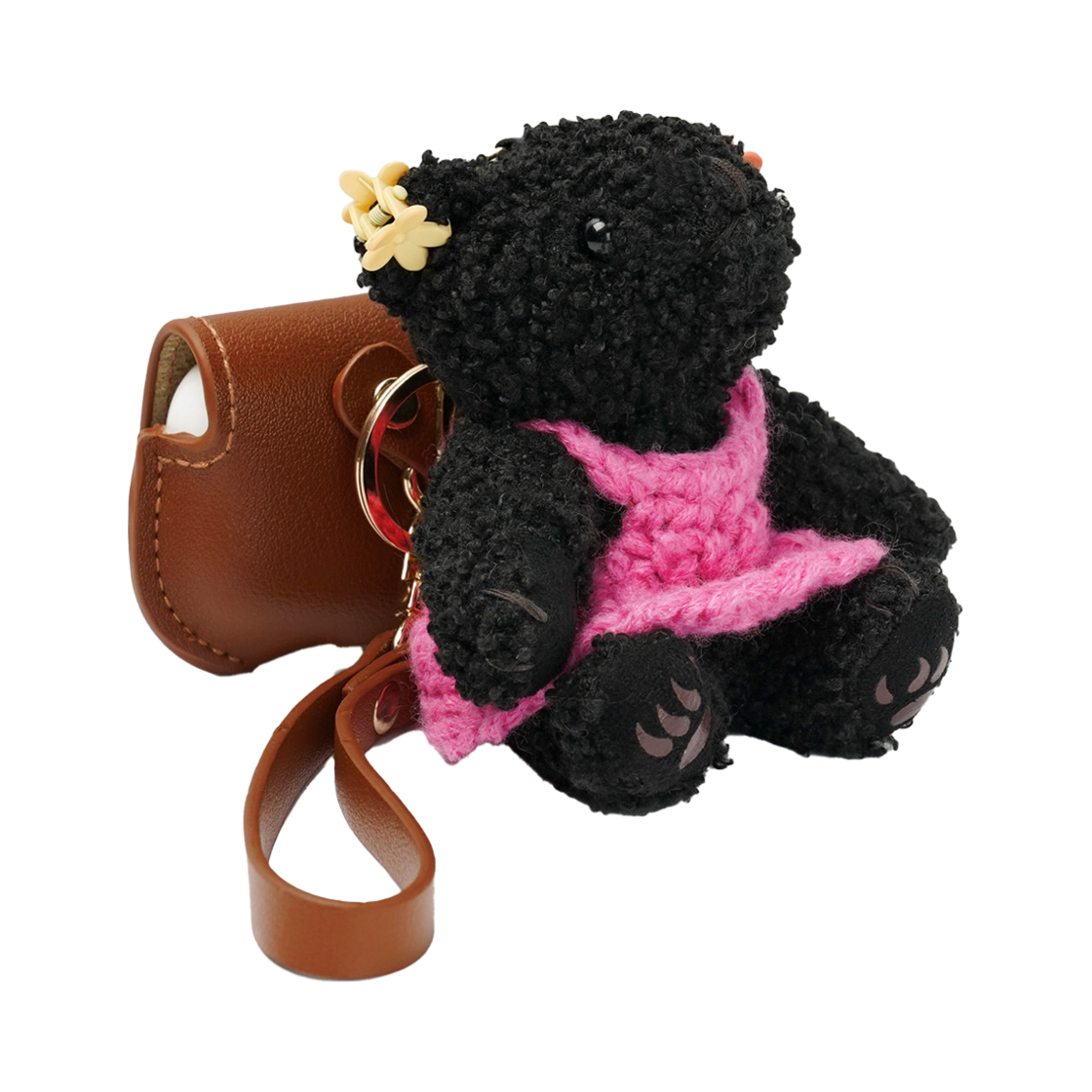 ACBP006003QD KR BEARPAW Bear Doll Airpods Case Black Fuchsia