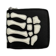 Kapital Thumbs Up Bone Hand Zip Wallet Black