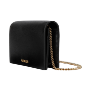 Gucci Chain Wallet with Gucci Script Black Leather