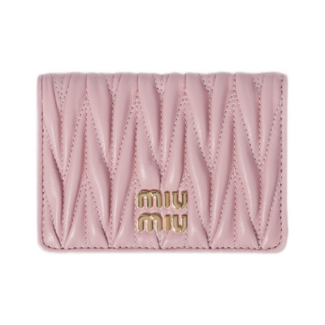 5MC103-AFPP-F0E18 Miu Miu Matelasse Nappa Leather Card Holder Silver