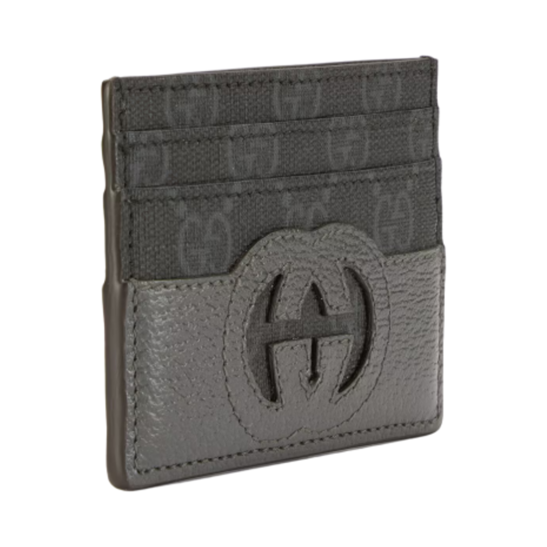 구찌 인터로킹 G 슈프림 컷아웃 카드 케이스 블랙 그레이(Gucci Interlocking G Supreme Cut-Out Card Case Black Grey) - 2