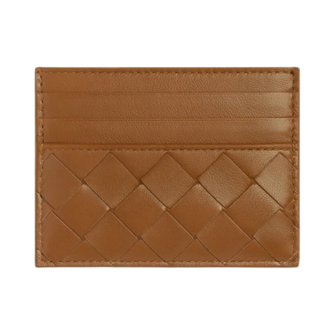 742325VCPP32650 Bottega Veneta Intrecciato Credit Card Case Wood