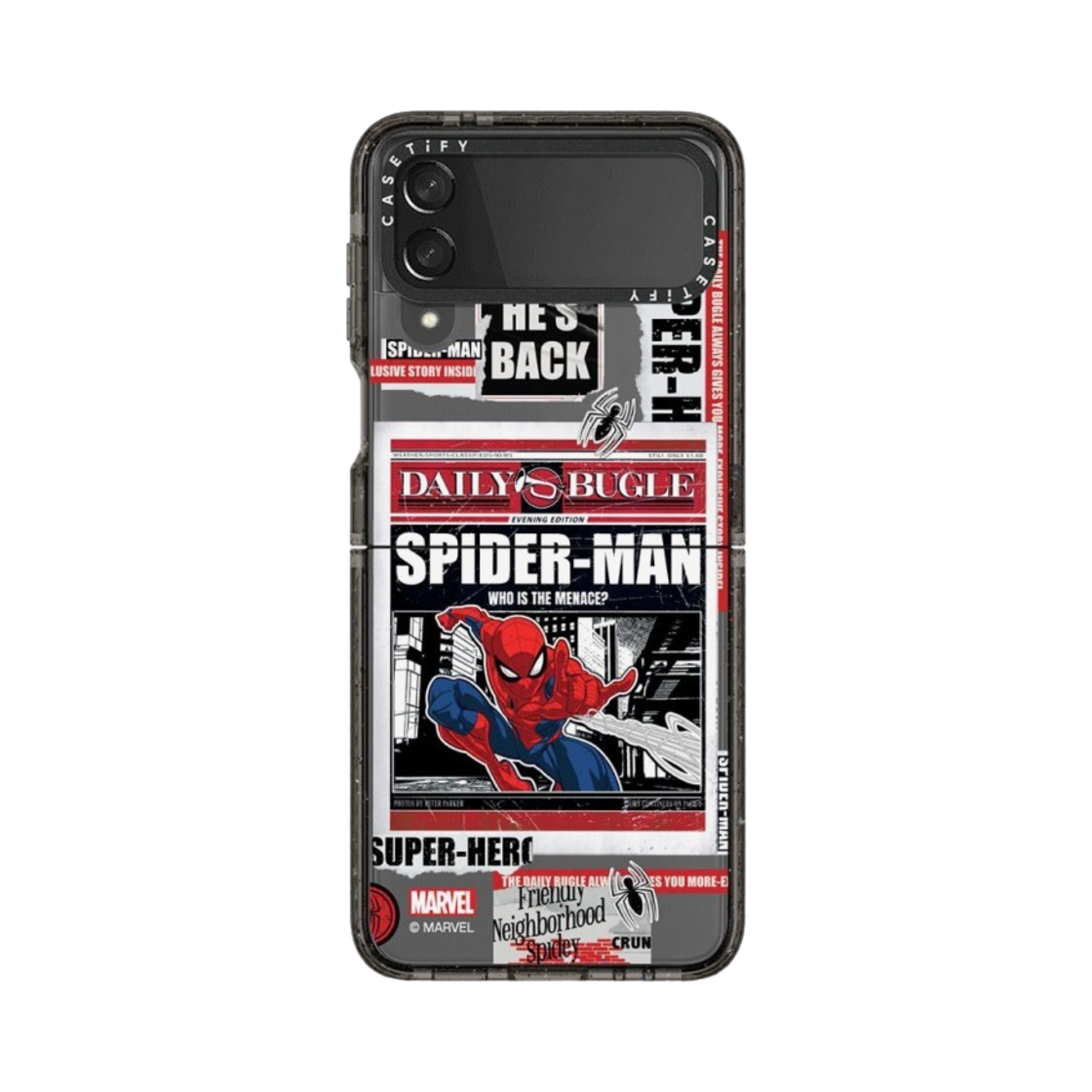 케이스티파이 x 마블 갤럭시 스파이더맨 뉴스페이퍼 스티커 임팩트 케이스 클리어 블랙(Casetify x Marvel Galaxy Spider-Man Newspaper Sticker Impact Case Clear Black) - 4