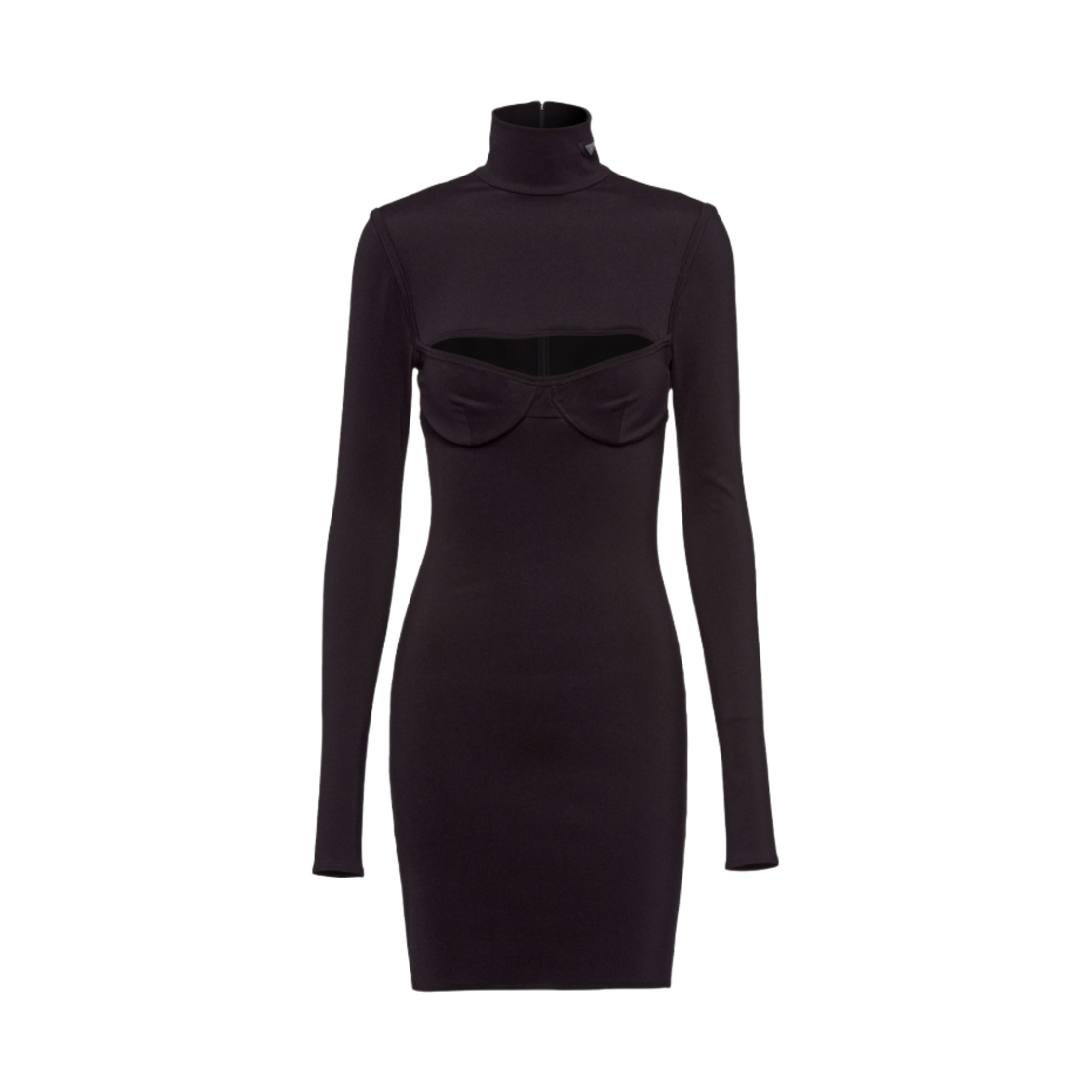 (W) 프라다 스트래치 저지 드레스 블랙((W) Prada Stretch Jersey Dress Black) - 1