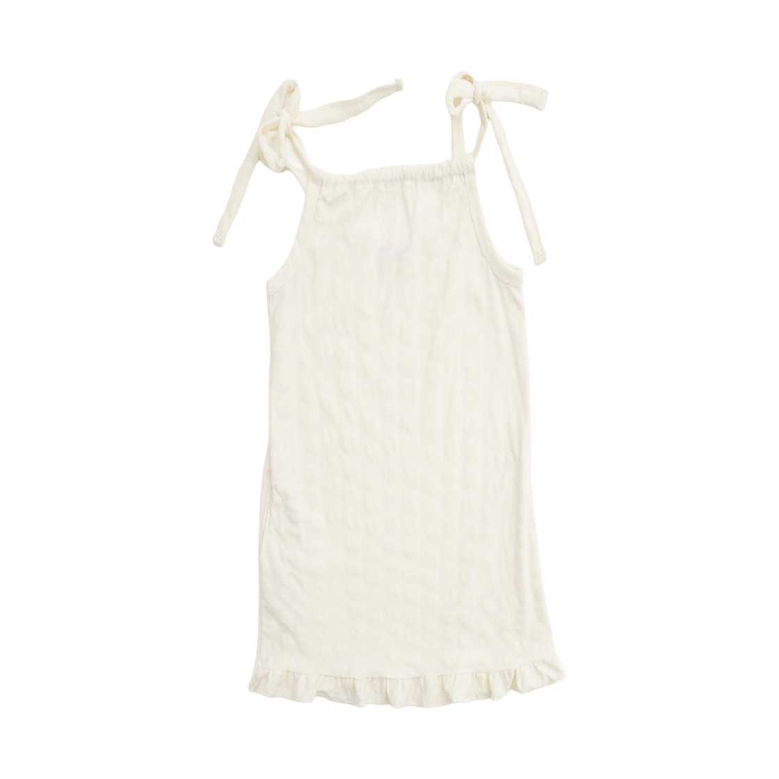 Flower Jacquard Terry Strap Dress Cream YOUNGOH Flower Jacquard Terry Strap Dress Cream