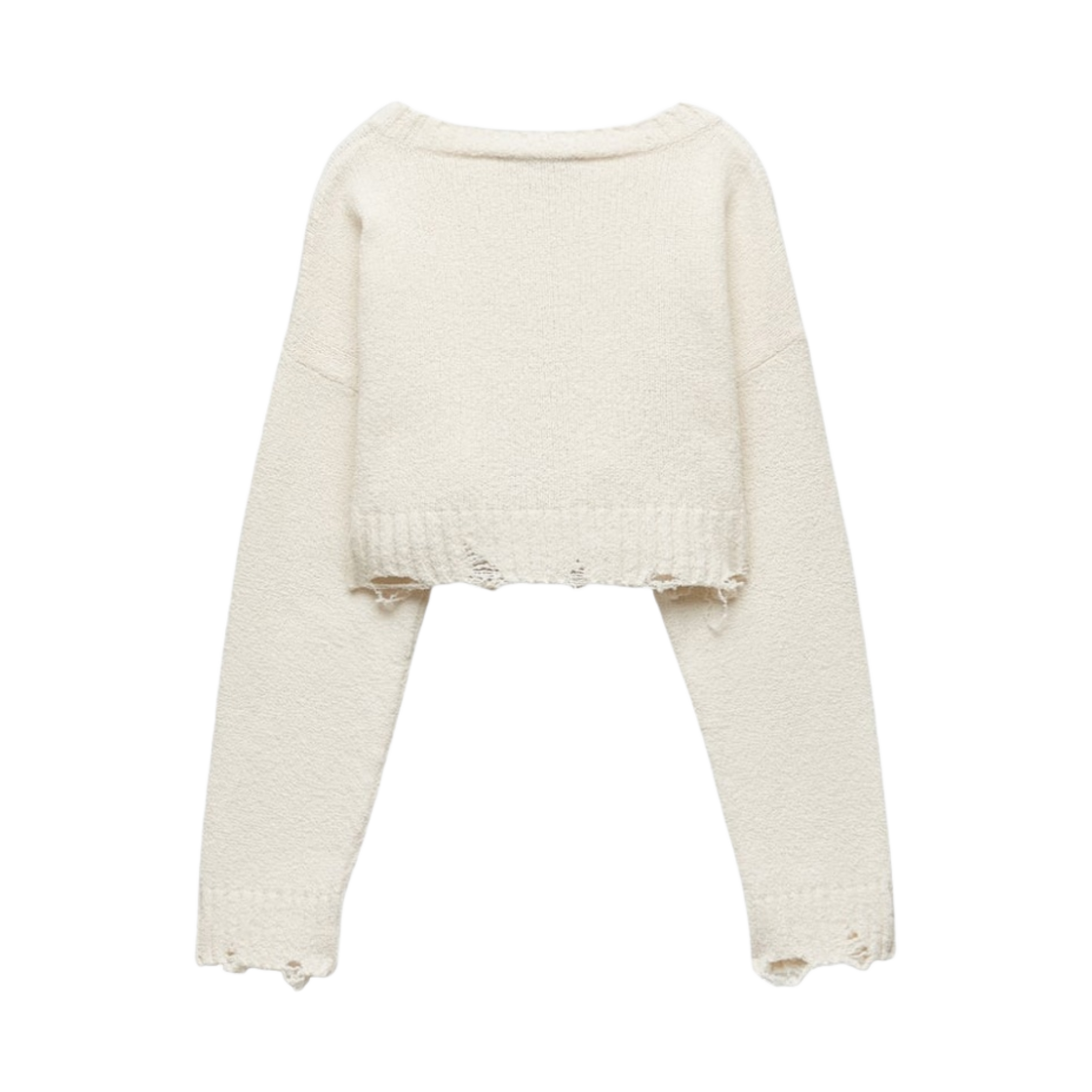 (W) 자라 립드 크롭 니트 스웨터 에크루((W) Zara Ripped Cropped Knit Sweater Ecru) - 2