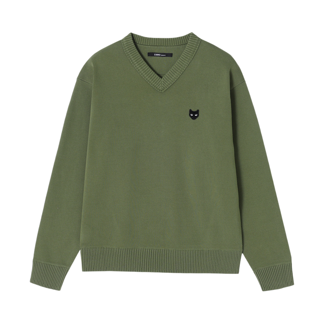 SH2KT803GE Songzio Zzero Emblem V Neck Knit Green