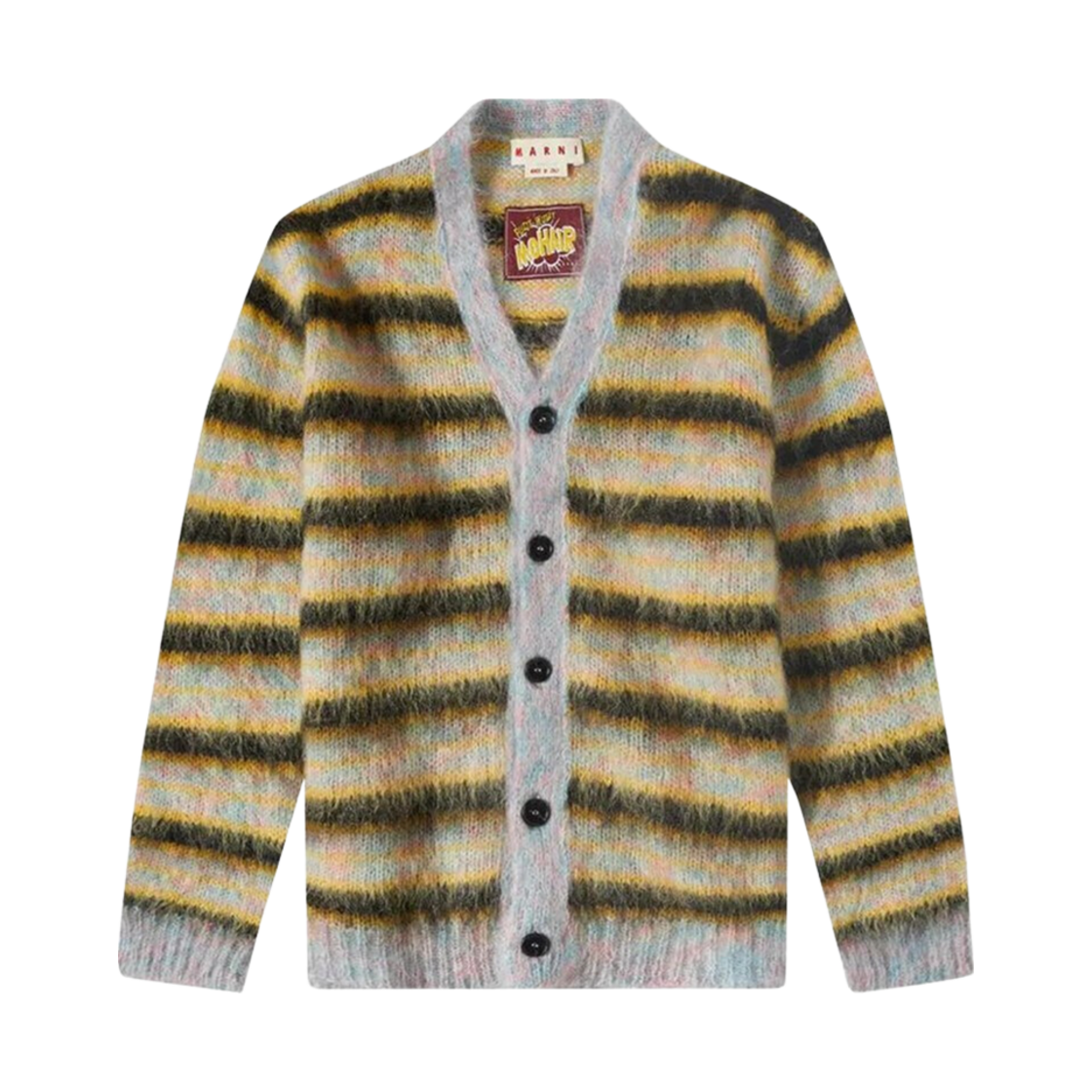CDMG0051Q0-UFU107-RGX99 Marni Striped Mohair Cardigan Multicolor