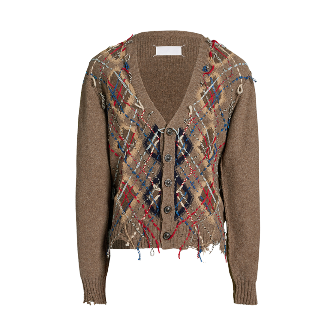 S67HP0007S18328001F Maison Margiela Cut-Out Knit Cardigan Walnut Navy Blue