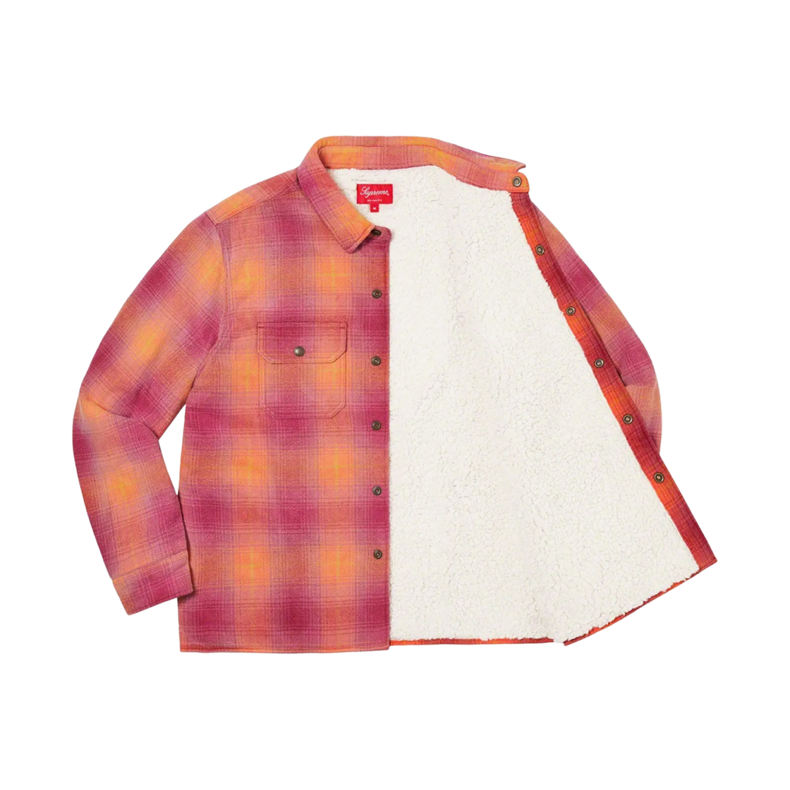 슈프림 셔링 라인드 플란넬 셔츠 오렌지 - 22FW(Supreme Shearling Lined Flannel Shirt Orange - 22FW) - 2