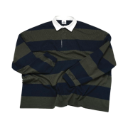 MJD Oversized Stripe Rugby Shirt Khaki