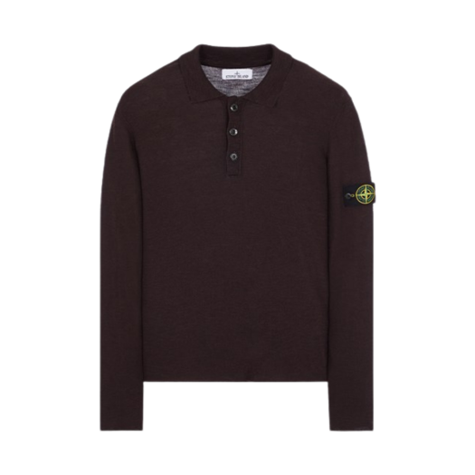 新品正規品 Stone  535B9 ウールニット ポロシャツ Stone Island 535B9 Reverse Stocking Stitch Slub Wool Nylon Polo