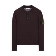 Stone Island 535B9 Reverse Stocking Stitch Slub Wool Nylon Polo Shirt Knit Dark Burgundy - 23FW
