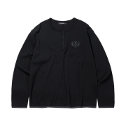 Flavorism Layered Henley Neck Waffle Knit Black