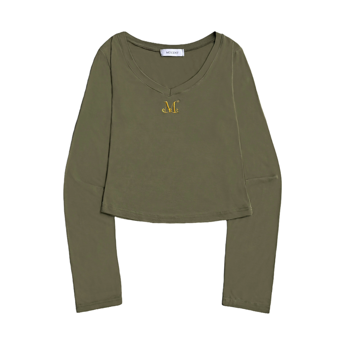 P00000QU_K MUCENT Troyes V Neck Long Sleeve T Khaki