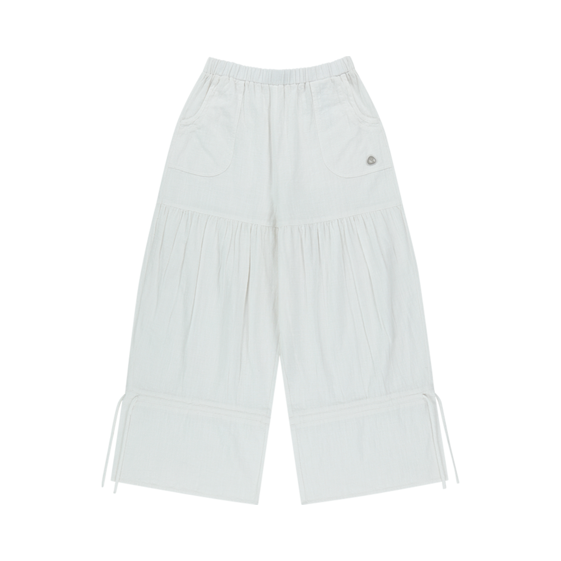 SU2501PT02 COYSEIO Shirring Rough Pants White