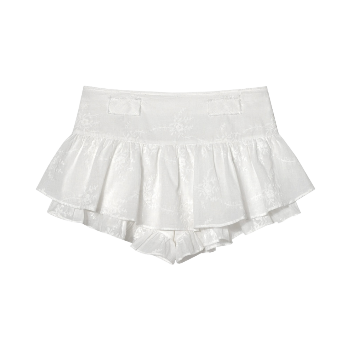 (W) 글로니 로데오 마이크로 미니 스커트 화이트((W) Glowny Rodeo Micro Mini Skirt White) - 2