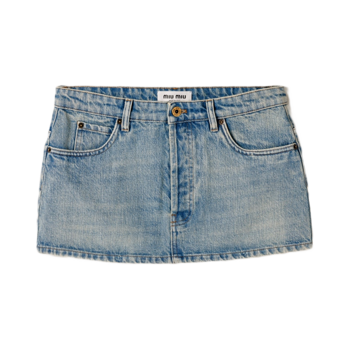 GWD288-1373-F0076 Miu Miu Denim Mini Skirt Light Blue
