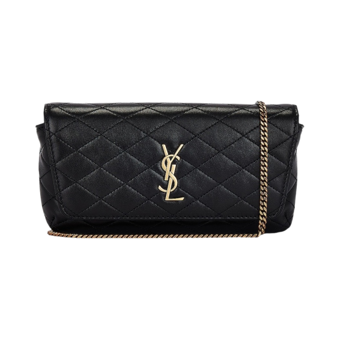 생로랑 가비 체인 폰 홀더 퀼티드 램스킨 블랙(Saint Laurent Gaby Chain Phone Holder in Quilted Lambskin Black) - 1