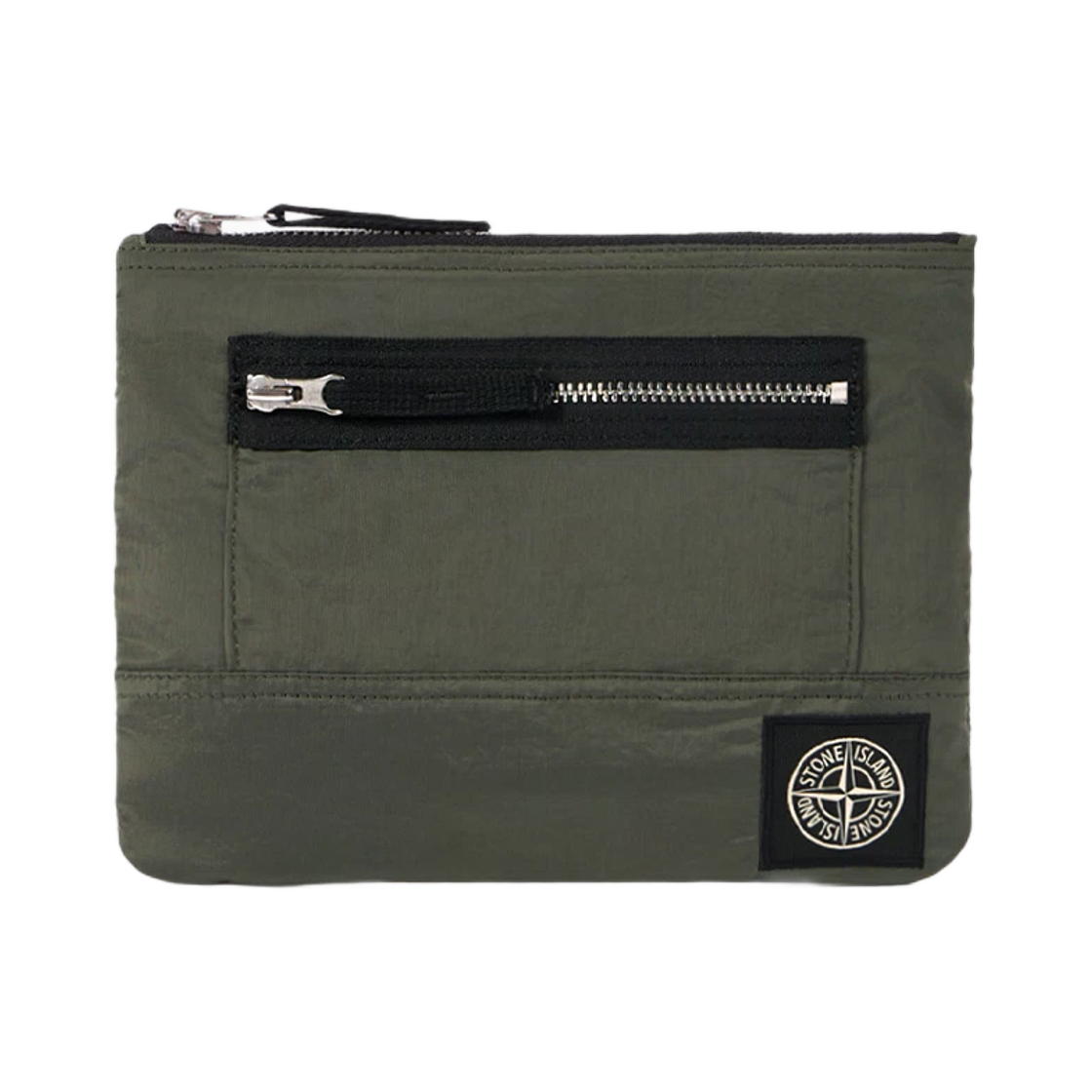 K2S1595000-04S0251-V0059 Stone Island 9500004 Coated Nylon Metal in Econyl Pouch with Zip Pocket and Ripstop Lining Musk Green - 25FW