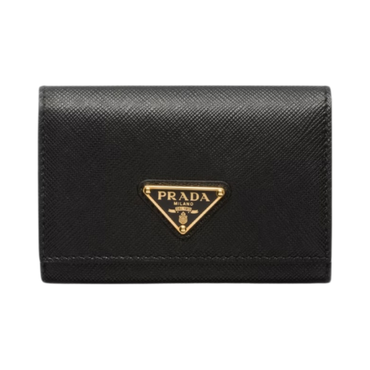 Prada Saffiano Leather Card Holder Black