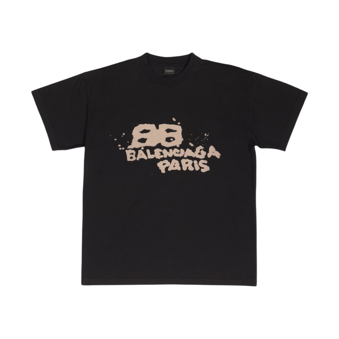 (W) 발렌시아가 핸드 드로운 BB 아이콘 미디움 핏 티셔츠 블랙((W) Balenciaga Hand Drawn BB Icon Medium Fit T-Shirt Black) - 1