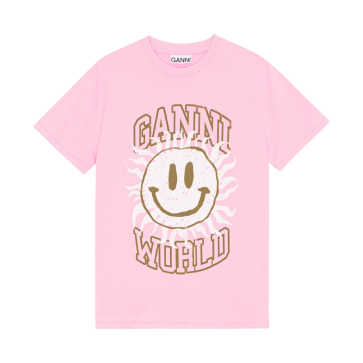 (W) Ganni Smiley T-Shirt Lilac Sachet - 22FW