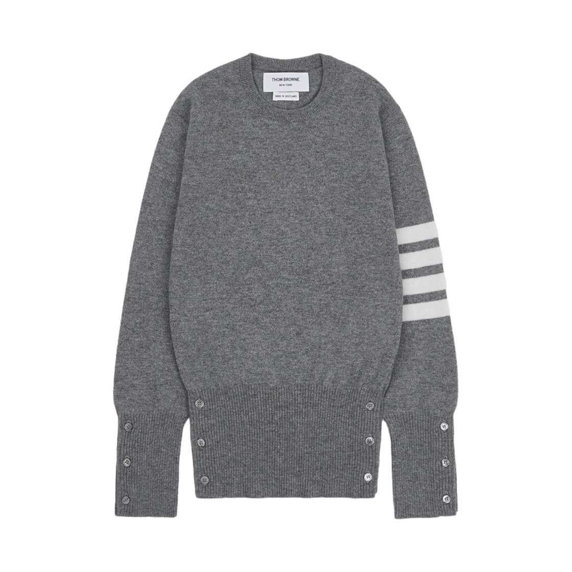 (W) 톰브라운 캐시미어 사선 클래식 크루넥 풀오버 라이트 그레이