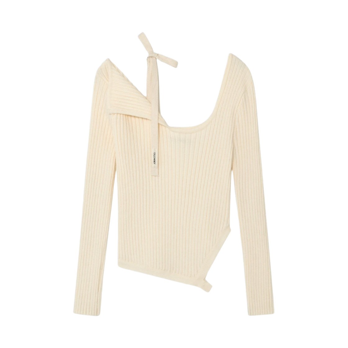 (W) 글로니 이사 어시메트리컬 니트 탑 크림((W) Glowny Isa Asymmetrical Knit Top Cream) - 1